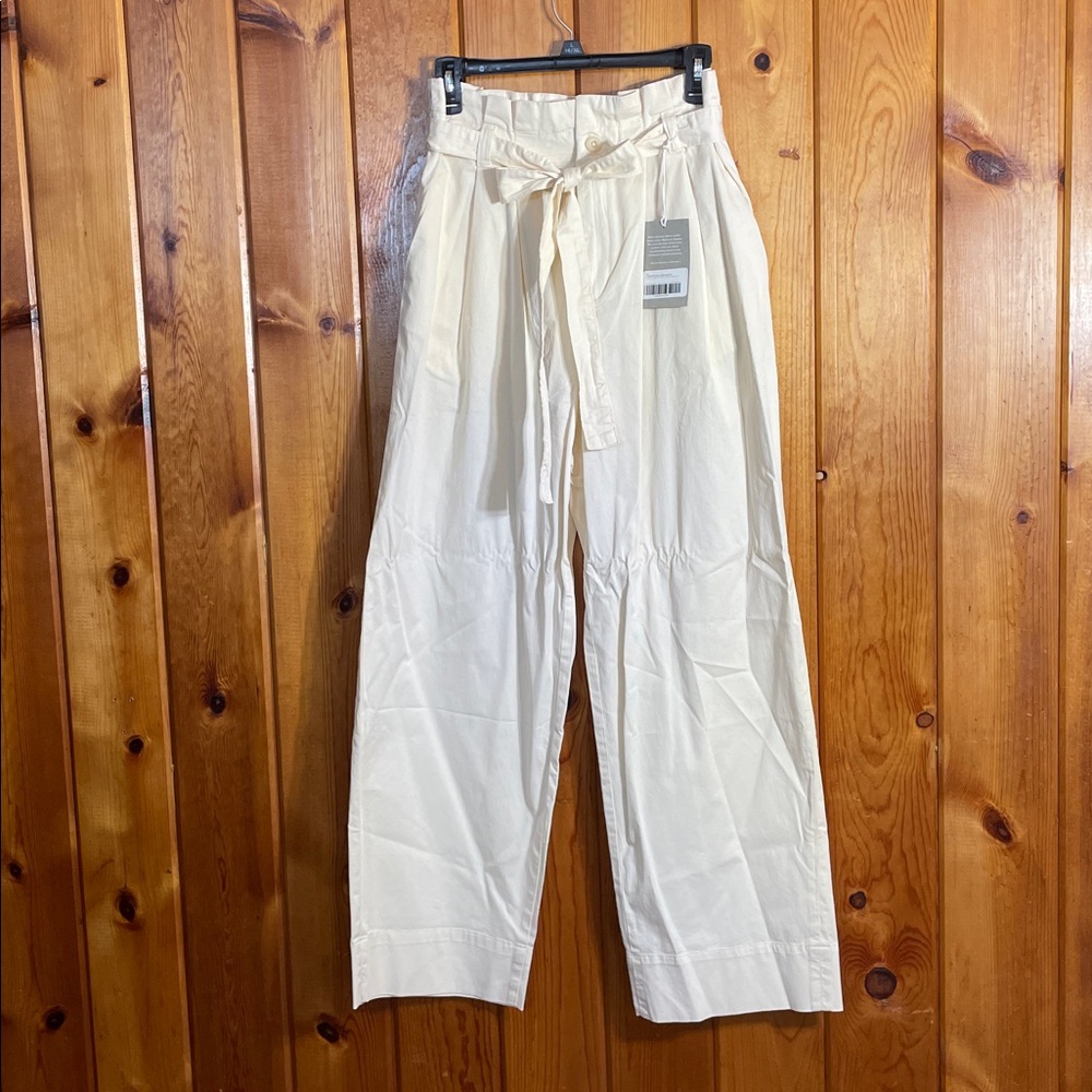 Everlane Cream Trousers with Belt the paper bag organic cotton pants medium - Picture 2 of 13